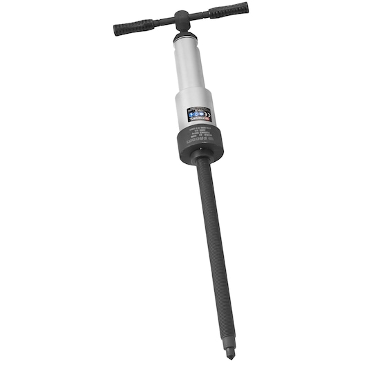 Facom U_3 heavy-duty slide hammer puller tool with long threaded shaft and T-handle, white background, photography.