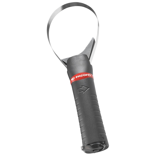 Facom U_48PL black handled deburring tool with metal loop blade, photographed on white background.