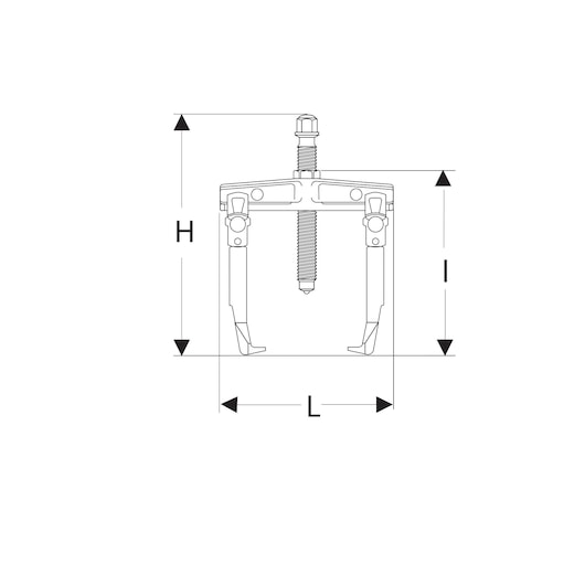 4t 2-Leg Sliding-Leg Pullers, Inside 127 - 171 mm, Outside 86 - 153 mm