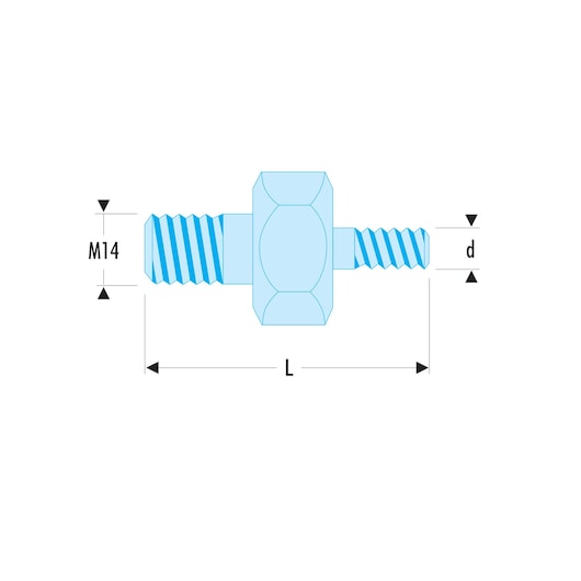 Threaded Tip for U.53, M14, Diameter 14 mm