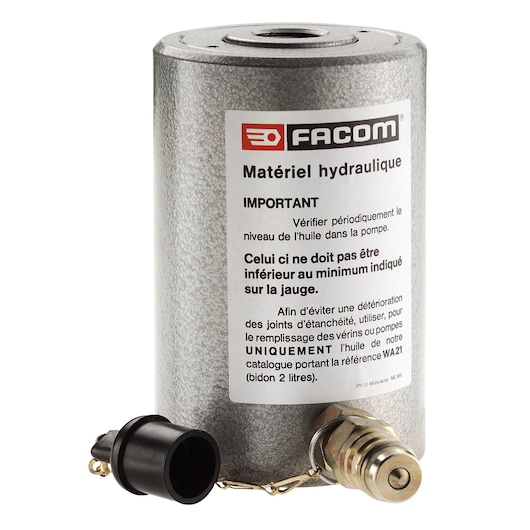 Facom hydraulic cylinder UWG_330, silver metal with label, front angle on white background.