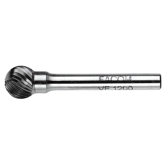 Facom VFA_600 ball-shaped metal rotary burr tool, side angle on white background.
