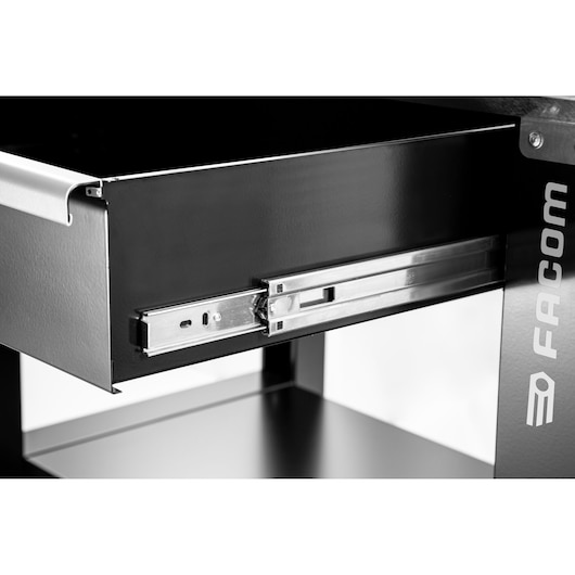 Facom WB2.2000DRAW metal drawer with smooth slide mechanism, side angle, white background.